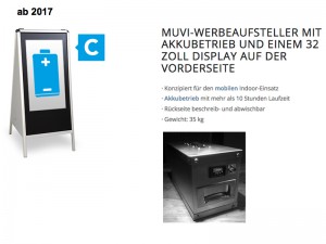 MUVI-Werbeaufsteller mit Akkubetrieb